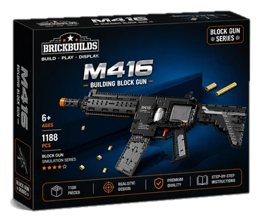 Long-Rail Black Carbine brick kit box, black carbine model, 1188 pieces (cut-out)