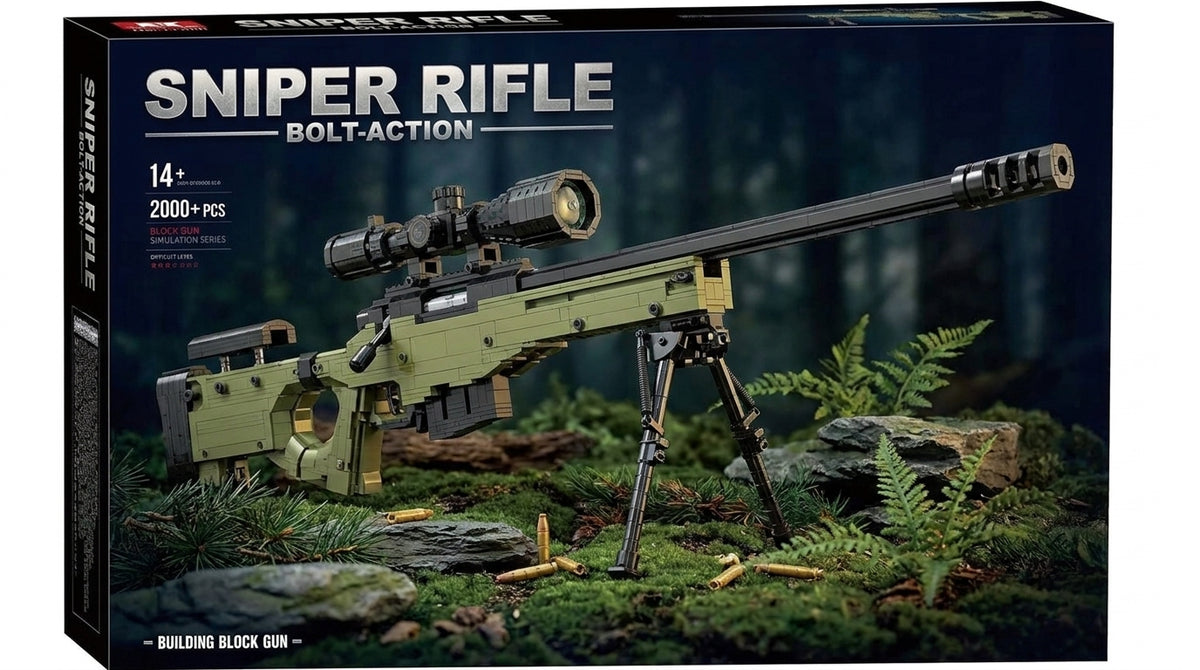 Olive Bolt-Action Sniper kit box, 2000+ pieces, age 14+