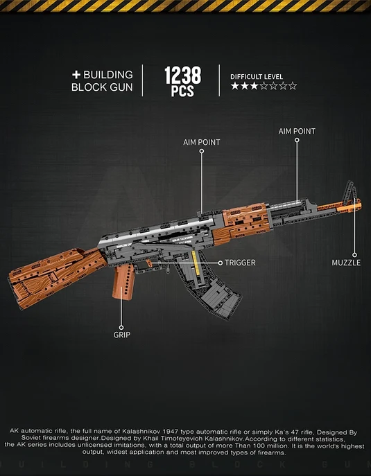 Classic Wood-Stock Rifle — annotated side view on dark background